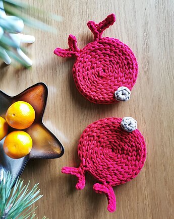 Bawełniane podkładki renifery 4 szt., urocza ozdoba świąteczna, Lana Design