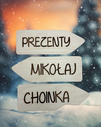 Zestaw tabliczek Świątecznych Drogowskaz Strzałki Boże Narodzenie, STREET WOOD