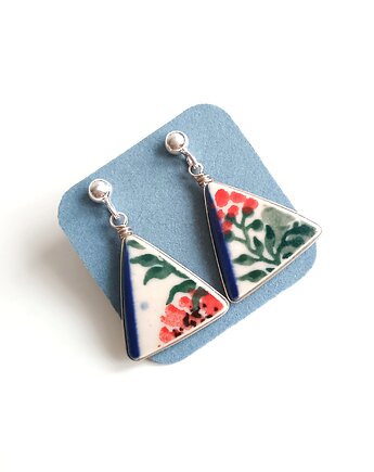 Kolczyki ceramiczne Bolesławiec, biżuteria z talerzy