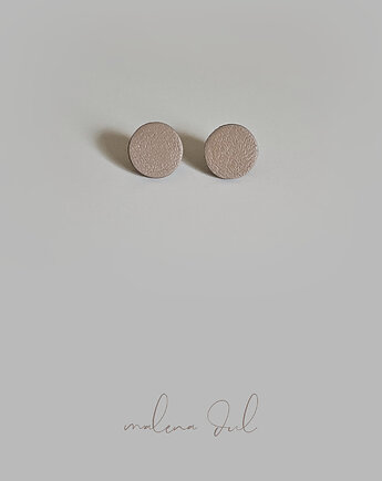 Małe kolczyki koła beżowe, minimalistyczne kolczyki, skóra naturalna, Malena Dul