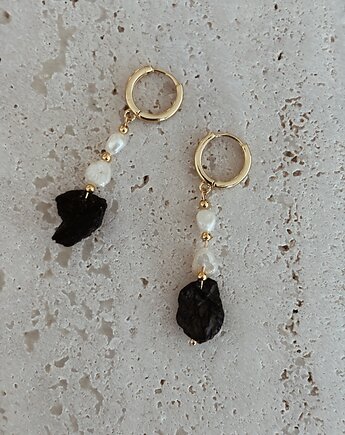 Kolczyki pozłacane Perły naturalne i Turmalin, Chmolowska Jewellery