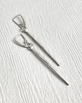 Srebrne kolczyki patyczki nowoczesne designerskie