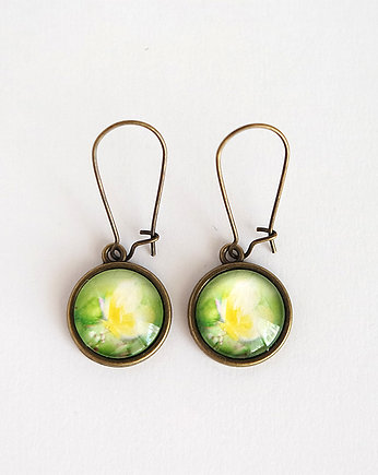 Kolczyki - Żółty motyl - bigle zamykane - brąz, yenoo