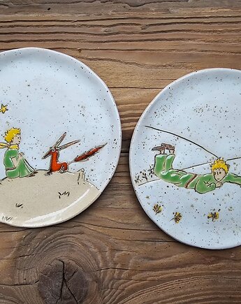 Zestaw talerzyków ceramicznych Mały książe handmade, Ewa Duszka