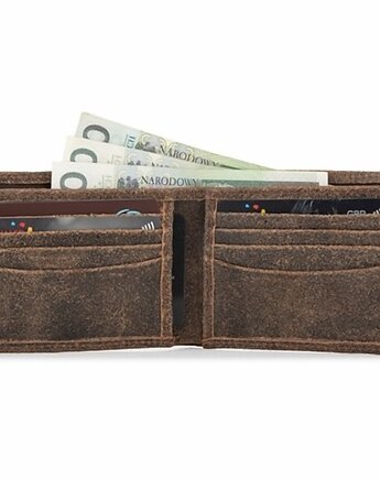 Mały Portfel Slim Wallet na Karty Zamszowy Brąz BW38, Belveder