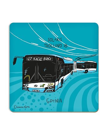 Podkładka pod kubek Gdynia Trolejbus Solaris, Gliniana Kura