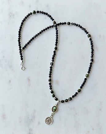 Nastrojowy naszyjnik z turmalinów z zawieszką, srebrny, Studio Gazela