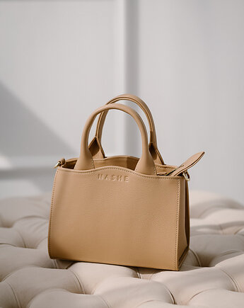 Torebka skórzana jasny brąz, camel, mała torebka skórzana, NASHE