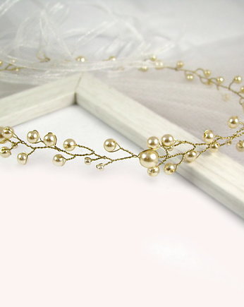 Złota opaska ślubna z perłami - tiara Airy, PiLLow Design