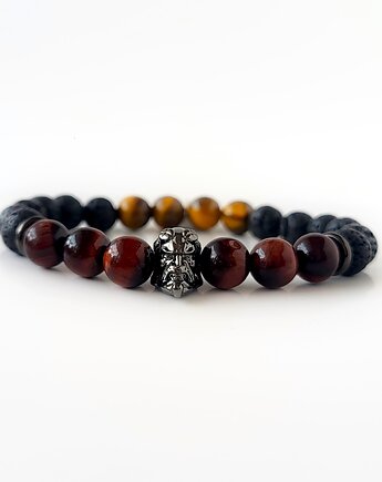 Bransoletka męska HELLBOY- bawole oko, lawa, tygrysie oko, ISSI Jewelry