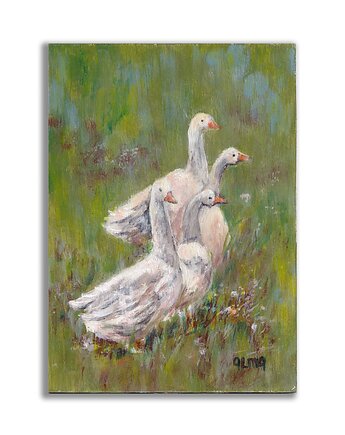Obraz ręcznie malowany "Gęsi", Galeria Alma