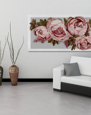 OBRAZ NA PŁÓTNIE - 120x50cm PIWONIE, LUdesign gallery