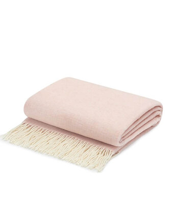 Koc z wełny merino z domieszką kaszmiru różowy, White pocket
