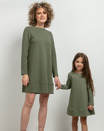 Komplet sukienek trapezowych dla mamy i córki, model 36, zielony, mala bajka