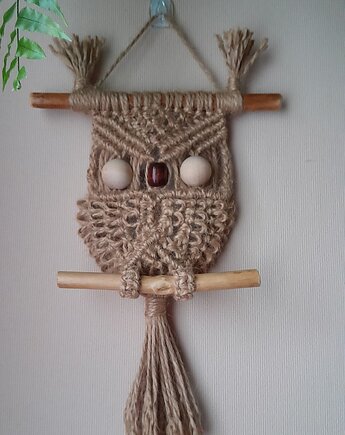 Sowa ozdoba na ścianę. Makrama, Barbara Emilia Pawlik