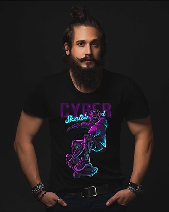 Koszulka organiczna z nadrukiem Cyber skateboard, ART ORGANIC