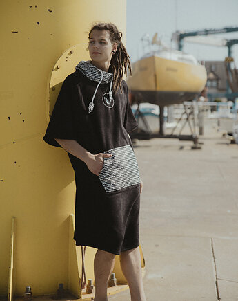 Surf poncho plażowe AZTEC black, ręcznik kąpielowy, VADA.PROJEKT