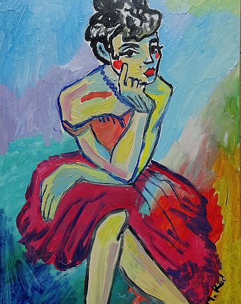 Kolorowy obraz do salonu tancerka, alice oil on canvas