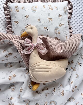 ZESTAW poduszka  dekoracyjna GĄSKA z imieniem + KOCYK do wózka, Atelier Liliputki