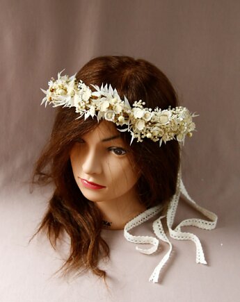 Wianek komunijny, ślubny z suszonych kwiatów, Rondo Kwiatowe