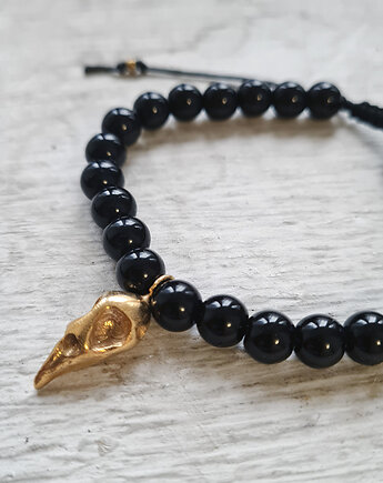 BIRD złocony mosiądz, bransoleta na sznurku, COCONUT