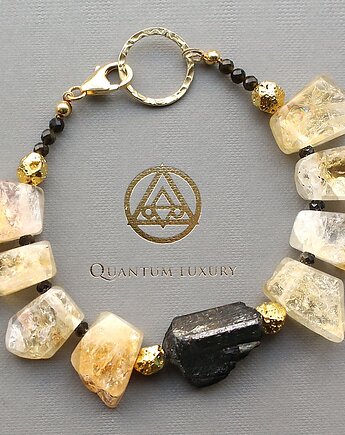 Cytryn, surowy turmalin, złoty obsydian, lawa, KEIT