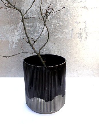 wazon ceramiczny czarno-szary- niski, Pracownia Unikatu