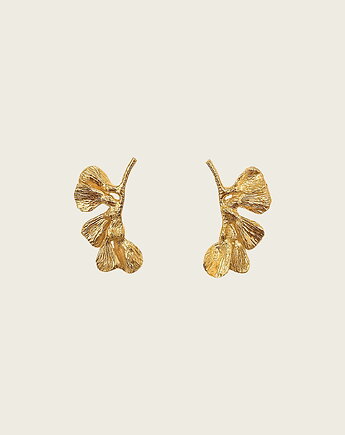 Kolczyki gałązki złote- Gingko, KOS jewellery