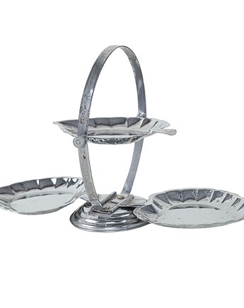 Patera trzypoziomowa metalowa, włoski design, lata 70, produkcja: Włochy, Przetwory design