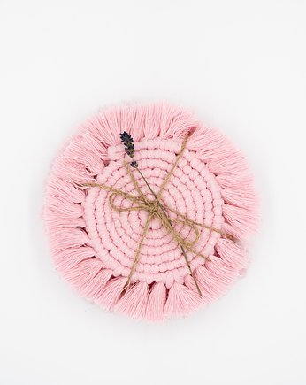 Zestaw 4 podkładek makramowych Jasny róż, wu handmade