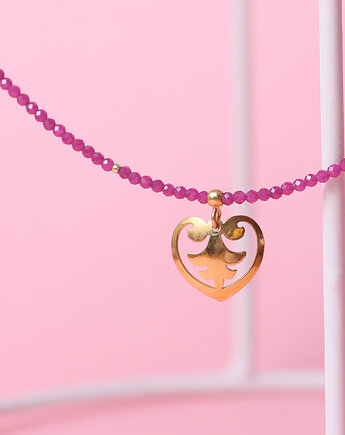 Naszyjnik - choker rubin i złote serce, Fox and Jewelry