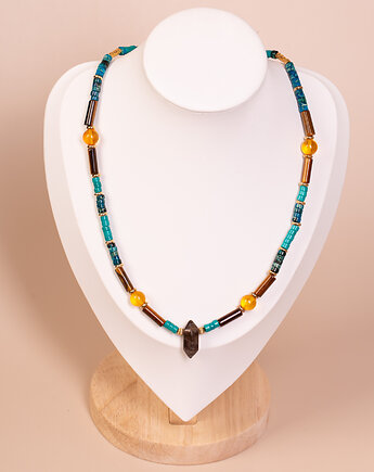 Naszyjnik kwarc, tygrysie oko, amazonit, Amber by Baco