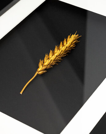 Złoty Kłos Pszenicy w Czarnej Ramie. Nowoczesny Obraz 3D, Kuźnia Obrazów