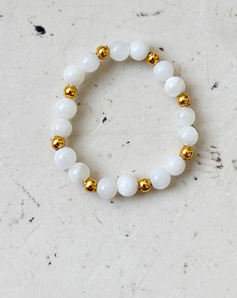Pierścionek elastyczny kamień księzycowy, Chmolowska Jewellery