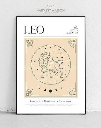 Plakat Znak Zodiaku Mystical Art Lew Prezent Dla Niej, Harvest Maison