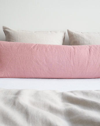 Lniana poszewka na długą poduszkę DUSTY PINK, so linen!