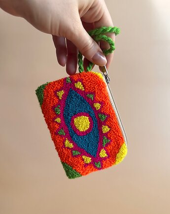 Portfelik/ portmonetka punch needle oko, mezkla studio