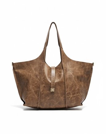 Shopper bag ze skóry przecieranej - LS05 brązowa, Lanti