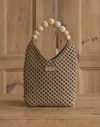 Makramowa torebka Mini Bag  - wielbłądzia, Poplecione Makramy