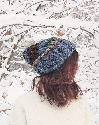 Zimowa czapka  z wełną beanie melanż, Mademoiselle Patrini