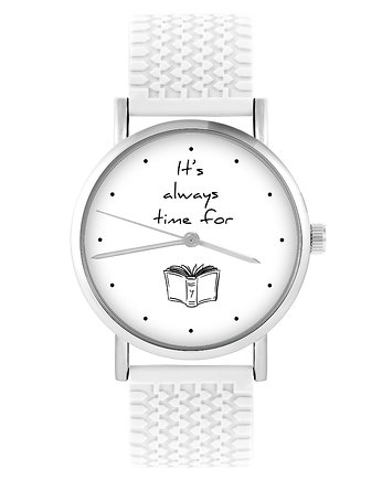 Zegarek - Time for book - silikonowy, biały, PAKOWANIE PREZENTÓW - pudełko na prezent