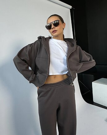 Bluza Restful cacao na zamek z kapturem, Patchouli