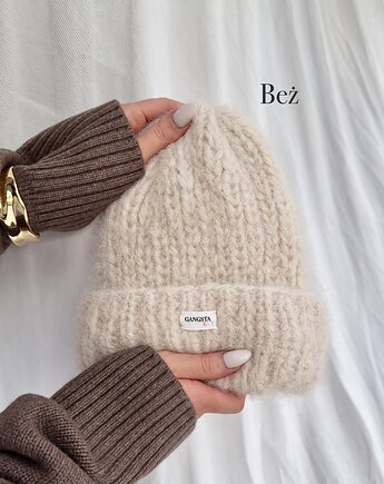 Puszysta czapka Cloud wełna merino alpaka *beż*, GANGSTA KNIT