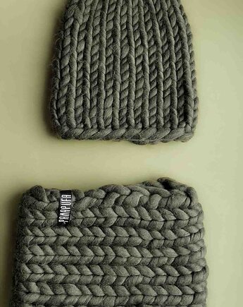 Zestaw czapka i Komin 100% merino, PANAPUFA