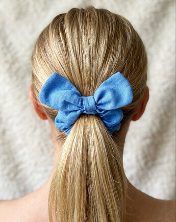 Lniana gumka scrunchies do włosów z kokardą, Blask Natury