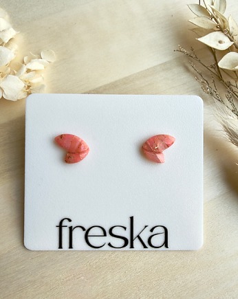 Kolczyki Motylki - brzoskwiniowe marmurki, freska