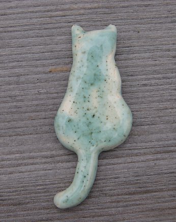 Ceramiczny magnes kot jasno zielony, Gliniana Koniczynka