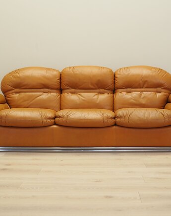 Sofa skórzana pomarańczowa, Space Age design, lata 60, produkcja: Włochy, Przetwory design