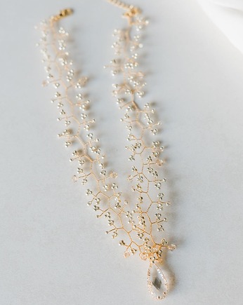 STELLA - złoty choker z kryształową kroplą, Aureus Flos