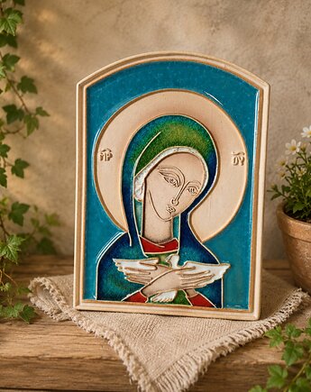 Ikona ceramiczna obraz sakralny, Wooden Love